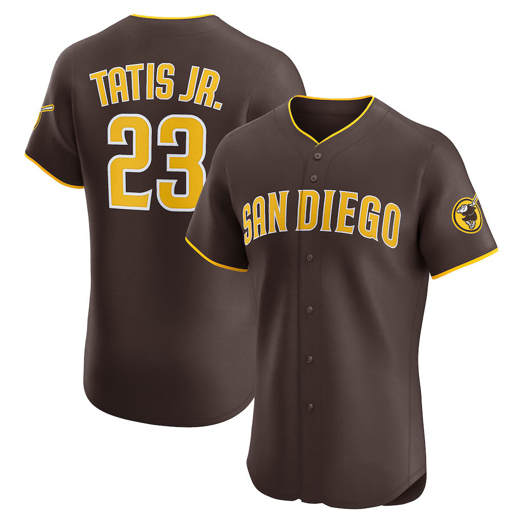 San Diego Padres #23 Fernando Tatis Jr. Brown Puhics Road Elite Jersey