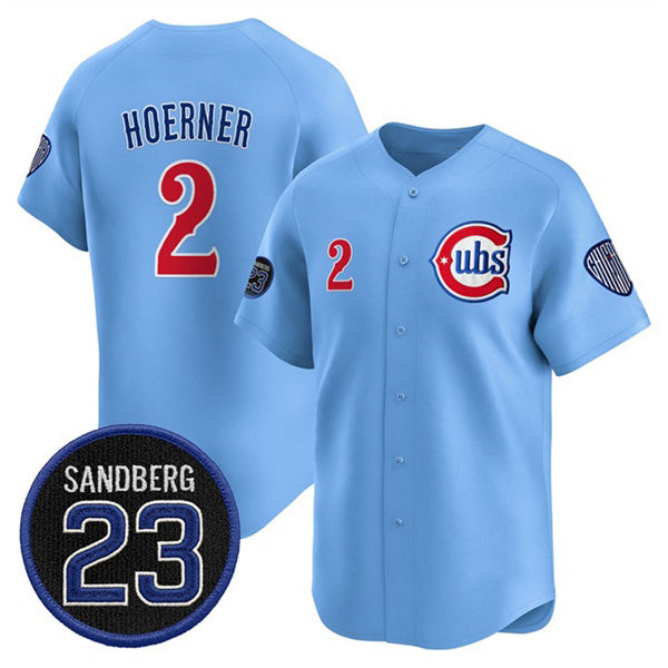 Chicago Cubs #2 Nico Hoerner Blue Puhics 'Ryne Sandberg Tribute' Vapor Limited V2 Stitched Jersey
