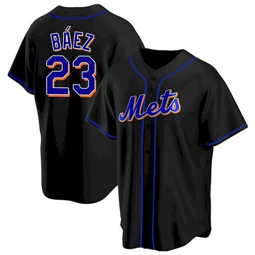 New York Mets #23 Javier Baez Black Puhics Replica Jersey