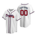 Custom Atlanta Braves White Puhics 2020 Stitched Cool Base Home Jersey