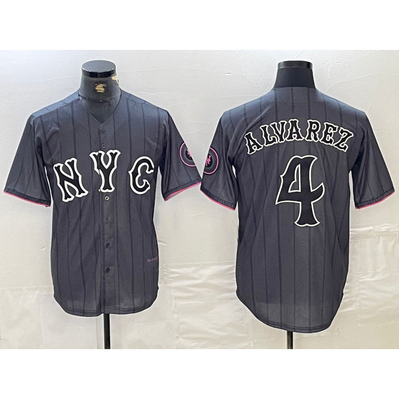 New York Mets #4 Francisco Alvarez Gray Puhics 2024 City Connect Cool Base Stitched Jersey