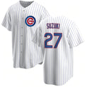 Chicago Cubs #27 Seiya Suzuki White Puhics Cool Base Stitched Jersey