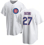 Chicago Cubs #27 Seiya Suzuki White Puhics Cool Base Stitched Jersey