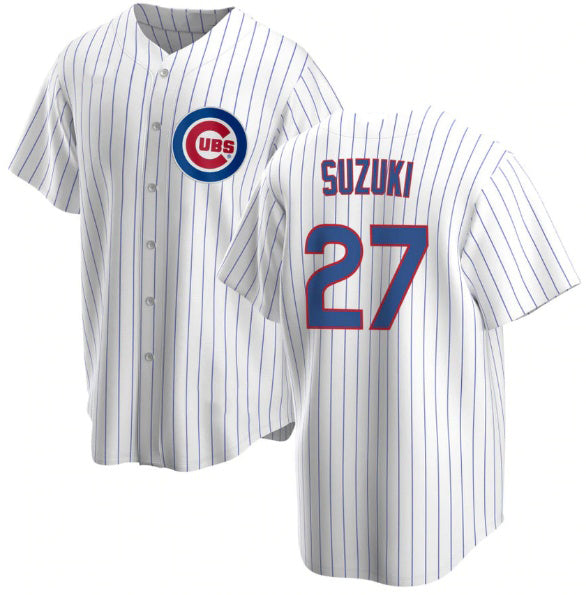 Chicago Cubs #27 Seiya Suzuki White Puhics Cool Base Stitched Jersey