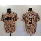 San Diego Padres #3 Jackson Merrill Camo Puhics Cool Base Stitched Jersey