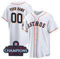 Custom Houston Astros Active Player White Puhics 2022 World Series Champions Cool Base Stitched Jersey