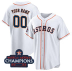 Custom Houston Astros Active Player White Puhics 2022 World Series Champions Cool Base Stitched Jersey