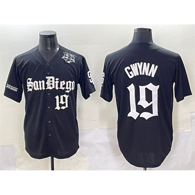 San Diego Padres #19 Tony Gwynn Black Puhics Gothic Edition Vapor Limited Stitched Jersey