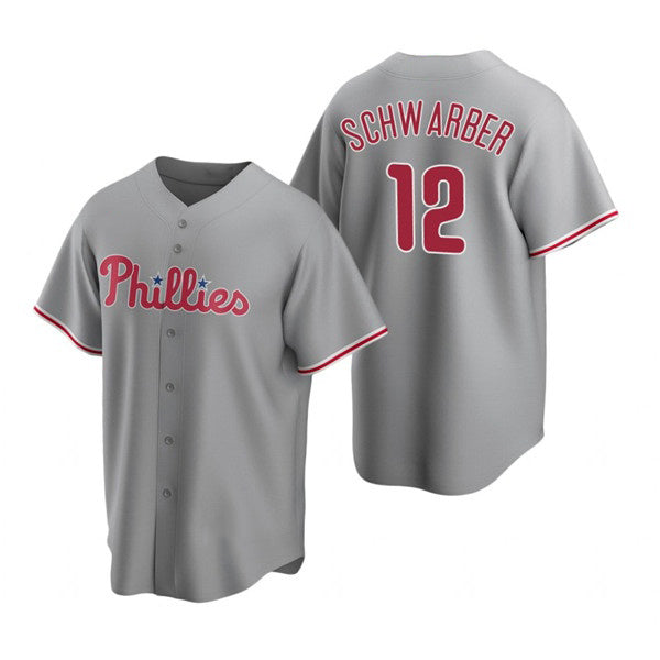 Philadelphia Phillies #12 Kyle Schwarber Gray Puhics Cool Base Stitched Jersey