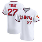 Los Angeles Angels #27 Mike Trout White Puhics Alternate 2 Elite Jersey