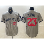 Minnesota Twins #23 Royce Lewis Number 2023 Grey Puhics Home Team Cool Base Stitched Jerseys