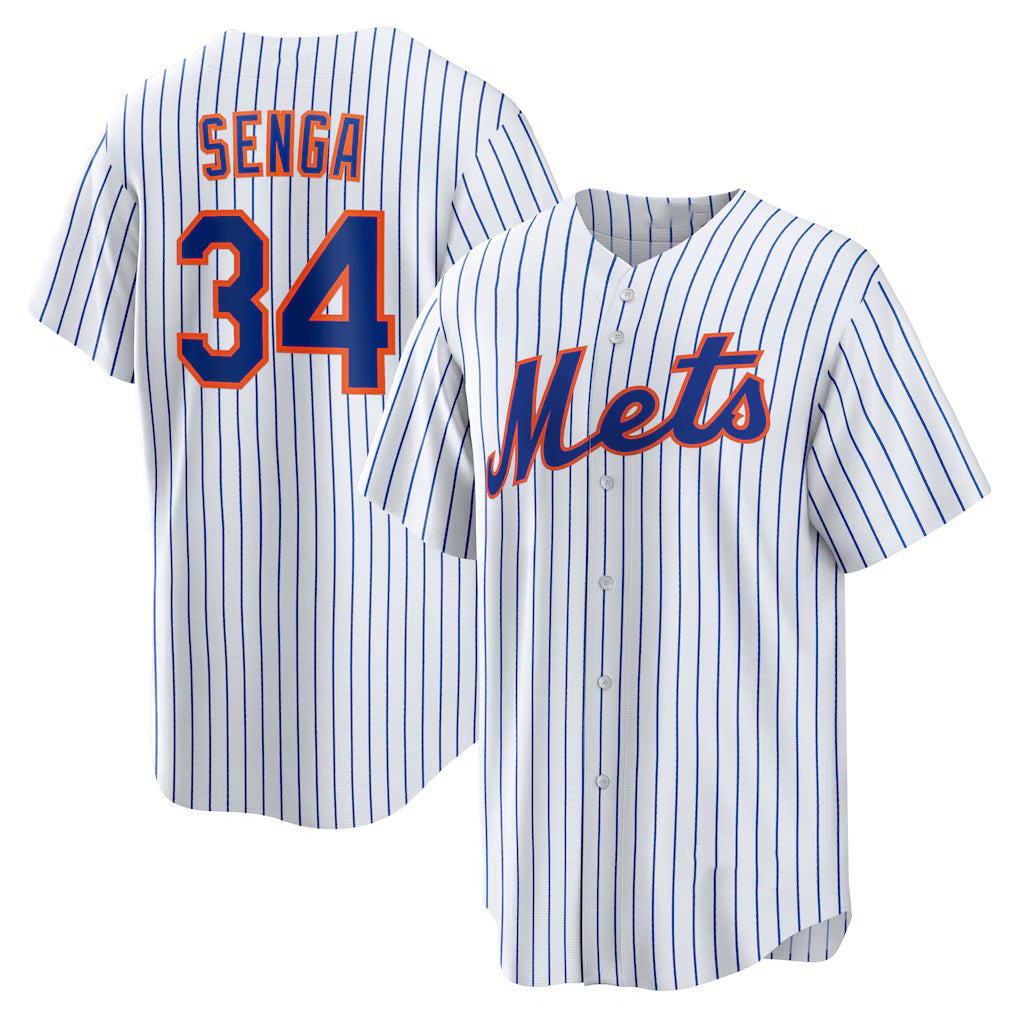 New York Mets #34 Kodai Senga White-Royal Puhics Home Replica Player Jersey