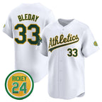 Oakland Athletics #33 JJ Bleday White Puhics 2024 Home Limited With Rickey Henderson Patch Stitched Jersey