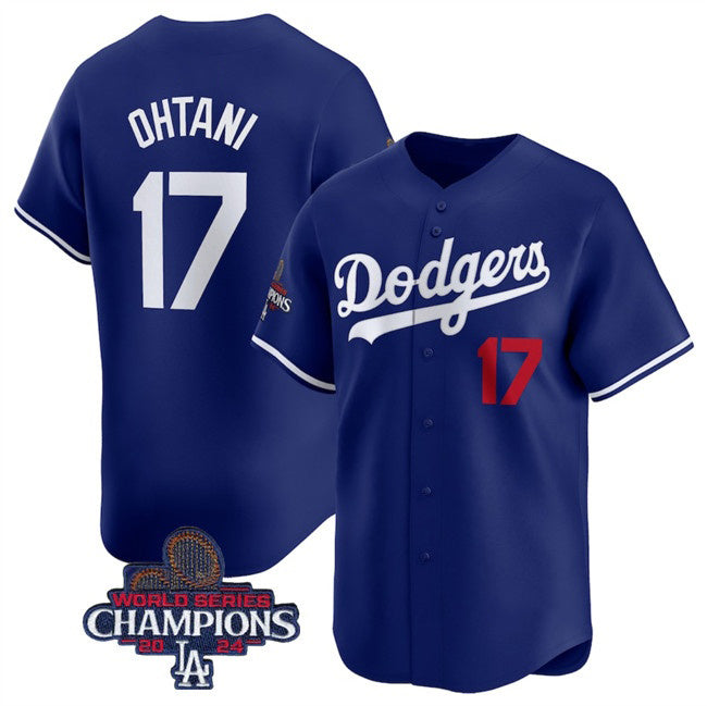 Los Angeles Dodgers #17 Shohei Ohtani Royal Puhics 2024 World Series Champions Alternate Limited Stitched Jersey