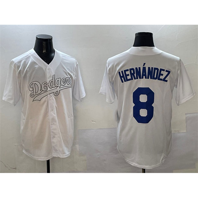 Los Angeles Dodgers #8 Enrique Hern¨¢ndez White Puhics Fashion Cool Base Stitched Jersey