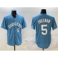 Los Angeles Dodgers #5 Freddie Freeman Light Blue Puhics Limited Stitched Jersey