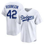 Los Angeles Dodgers #42 Jackie Robinson White Puhics Throwback Cooperstown Collection Limited Jersey