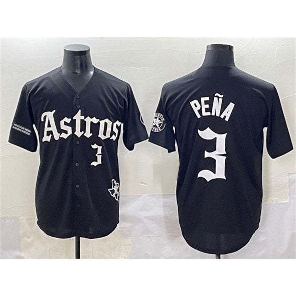 Houston Astros #3 Jeremy Pena Black Puhics Gothic 'Houston Born Barrio Raised' Limited Stitched Jersey