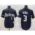 Houston Astros #3 Jeremy Pena Black Puhics Gothic 'Houston Born Barrio Raised' Limited Stitched Jersey