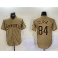 San Diego Padres #84 Dylan Cease Khaki Puhics Team Logo Stitched Cool Base Jersey