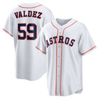 Houston Astros #59 Framber Valdez White Puhics Home Replica Jersey