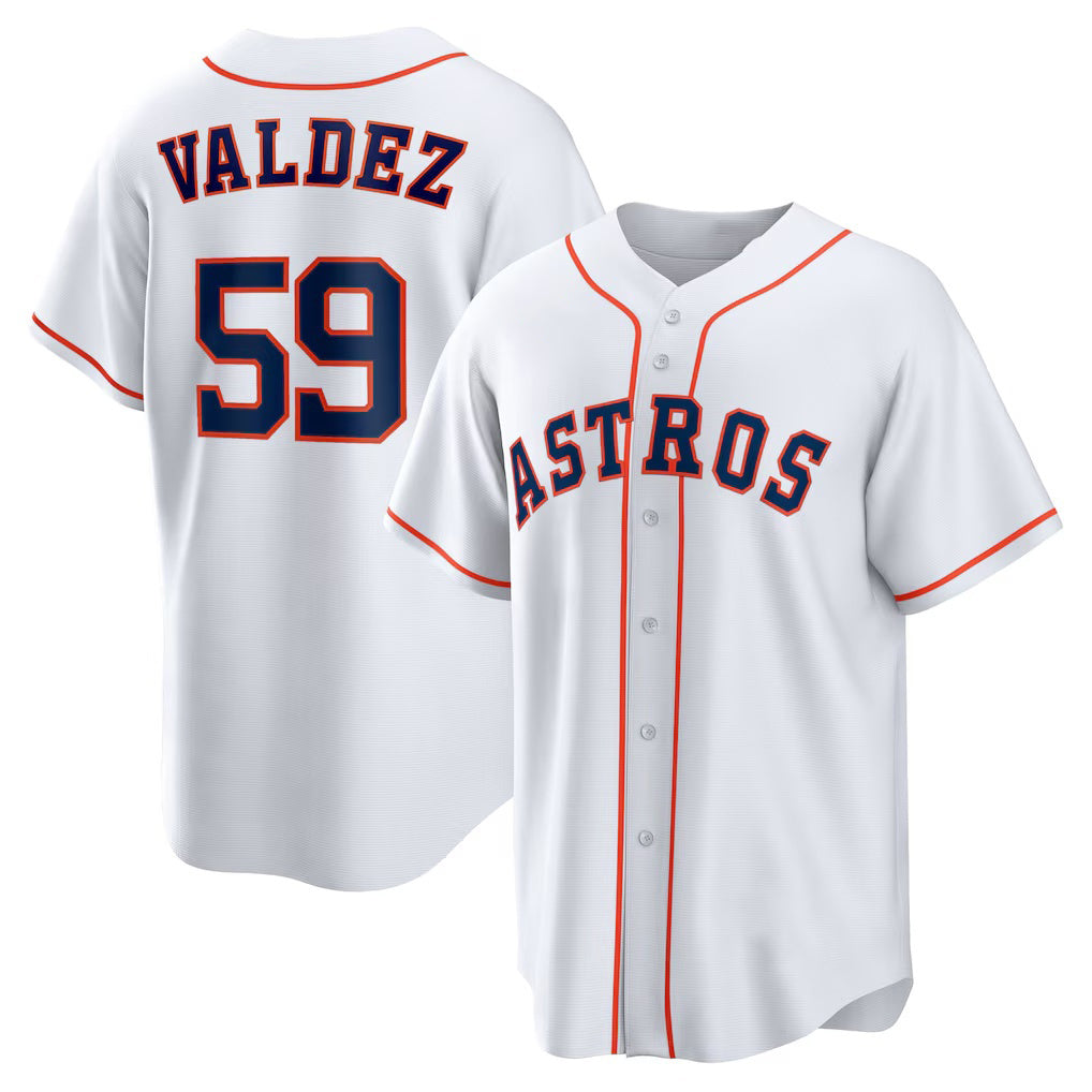 Houston Astros #59 Framber Valdez White Puhics Home Replica Jersey