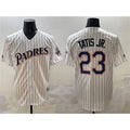 San Diego Padres #23 Fernando Tatis Jr. White Puhics Throwback With Patch Cool Base Stitched Jersey