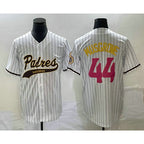 San Diego Padres #44 Joe Musgrove White Puhics Pinstripe 2023 City Connect Cool Base Stitched Jersey