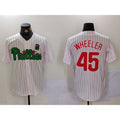 Philadelphia Phillies #45 Zack Wheeler White Green Puhics Cool Base Stitched Jersey 2