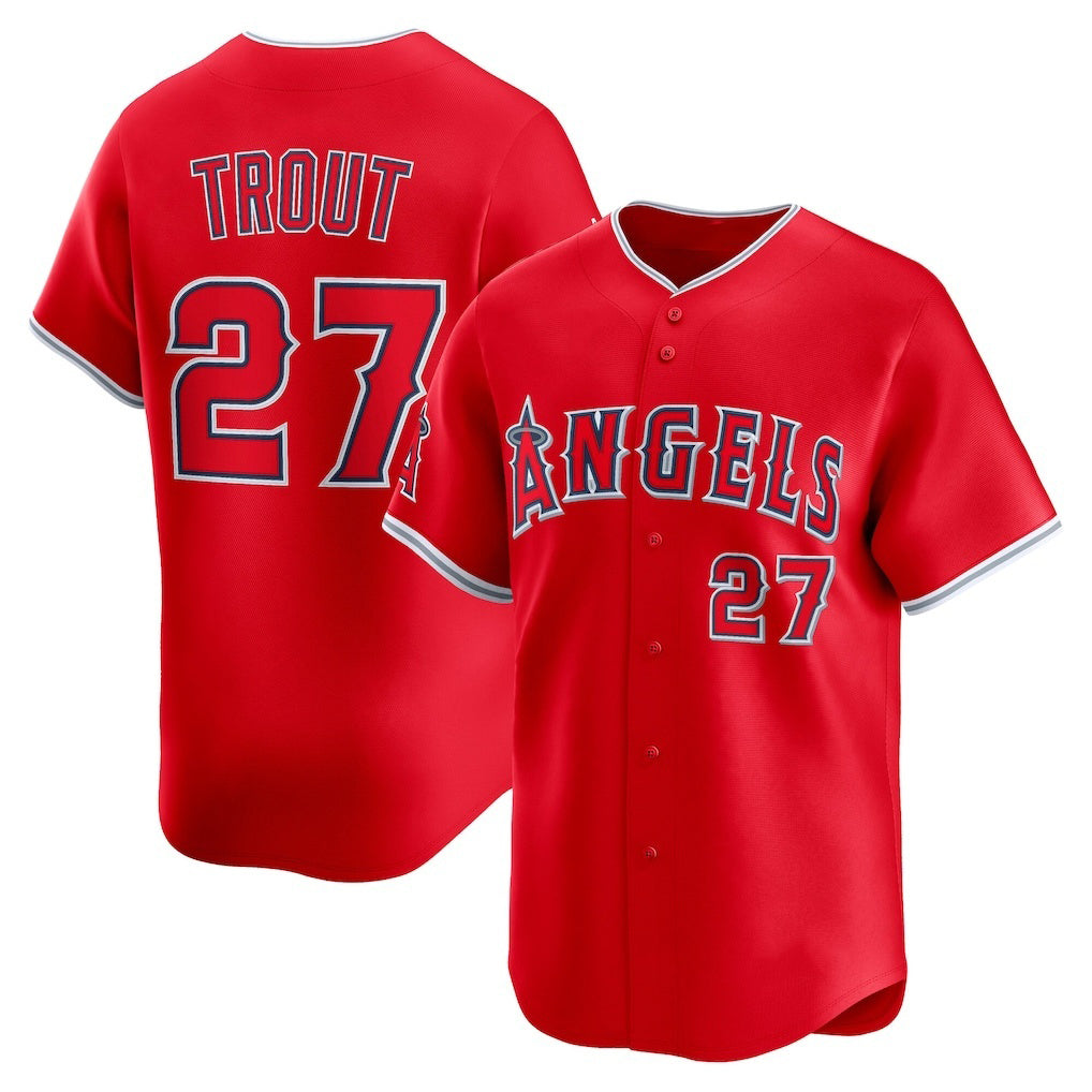 Los Angeles Angels #27 Mike Trout Red Puhics Alternate Limited Player Jersey