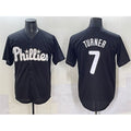 Philadelphia Phillies #7 Trea Turner Black Puhics Lights Out Limited Stitched Jersey