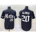 New York Mets #20 Pete Alonso Black Puhics 'Gotham Gothic Edition' Vapor Premier Limited Stitched Jersey