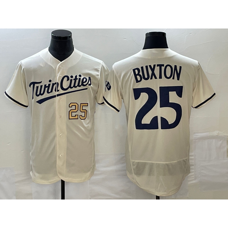Minnesota Twins #25 Byron Buxton Number 2023 Cream Puhics Flex Base Stitched Jersey