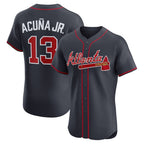 Atlanta Braves #13 Ronald Acu?a Jr. Navy Puhics Alternate Elite Jersey
