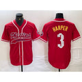 Philadelphia Phillies #3 Bryce Harper Red Puhics Cool Base Stitched Jersey