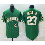 San Diego Padres #23 Fernando Tatis Jr Number Green Puhics Cool Base Stitched Jersey