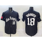 Los Angeles Dodgers #18 Yoshinobu Yamamoto Black Puhics Mexico 2025 LA Gothic Style With Fernando Patch Vapor Premier Limited Stitched Jersey