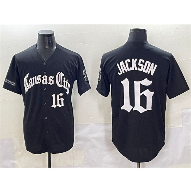 Kansas City Royals #16 Bo Jackson Black Puhics 'Gothic Crown Edition' Vapor Premier Limited Stitched Jersey