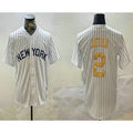 New York Yankees #2 Derek Jeter White Puhics Pinstripe Name Fashion Cool Base Jersey