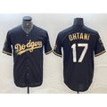 Los Angeles Dodgers #17 Shohei Ohtani Black Gold Puhics Stitched Cool Base Jerseys