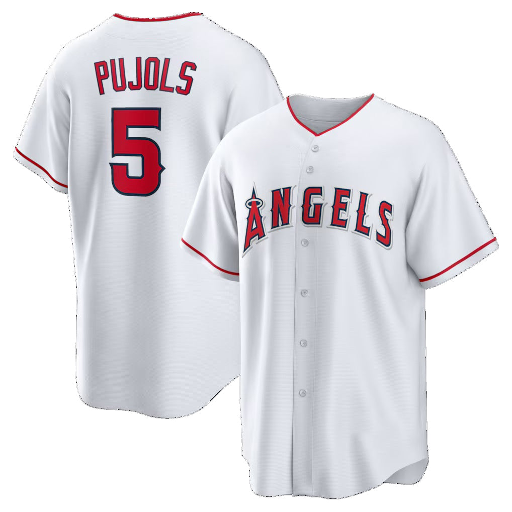 Los Angeles Angels #5 Albert Pujols White Puhics Home Retired Player Replica Jersey
