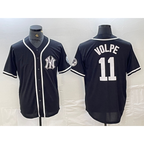 New York Yankees #11 Anthony Volpe Black White Puhics Cool Base Stitched Jersey
