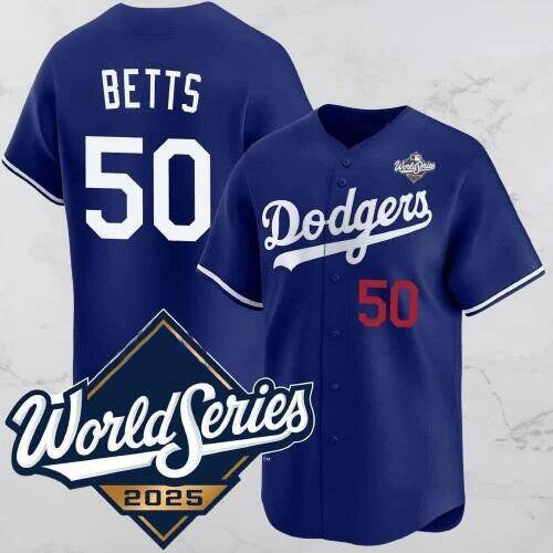 Los Angeles Dodgers #50 Mookie Betts Blue Puhics 2025 World Series Vapor Limited Stitched Jersey
