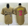 San Diego Padres #2 Xander Bogaerts Tan Puhics Pinstripe 2023 City Connect Cool Base Stitched Jersey 2