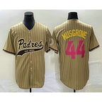 San Diego Padres #44 Joe Musgrove Tan Puhics Pinstripe 2023 City Connect Cool Base Stitched Jersey