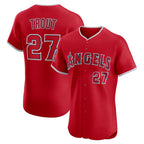 Los Angeles Angels #27 Mike Trout Red Puhics Alternate Elite Jersey