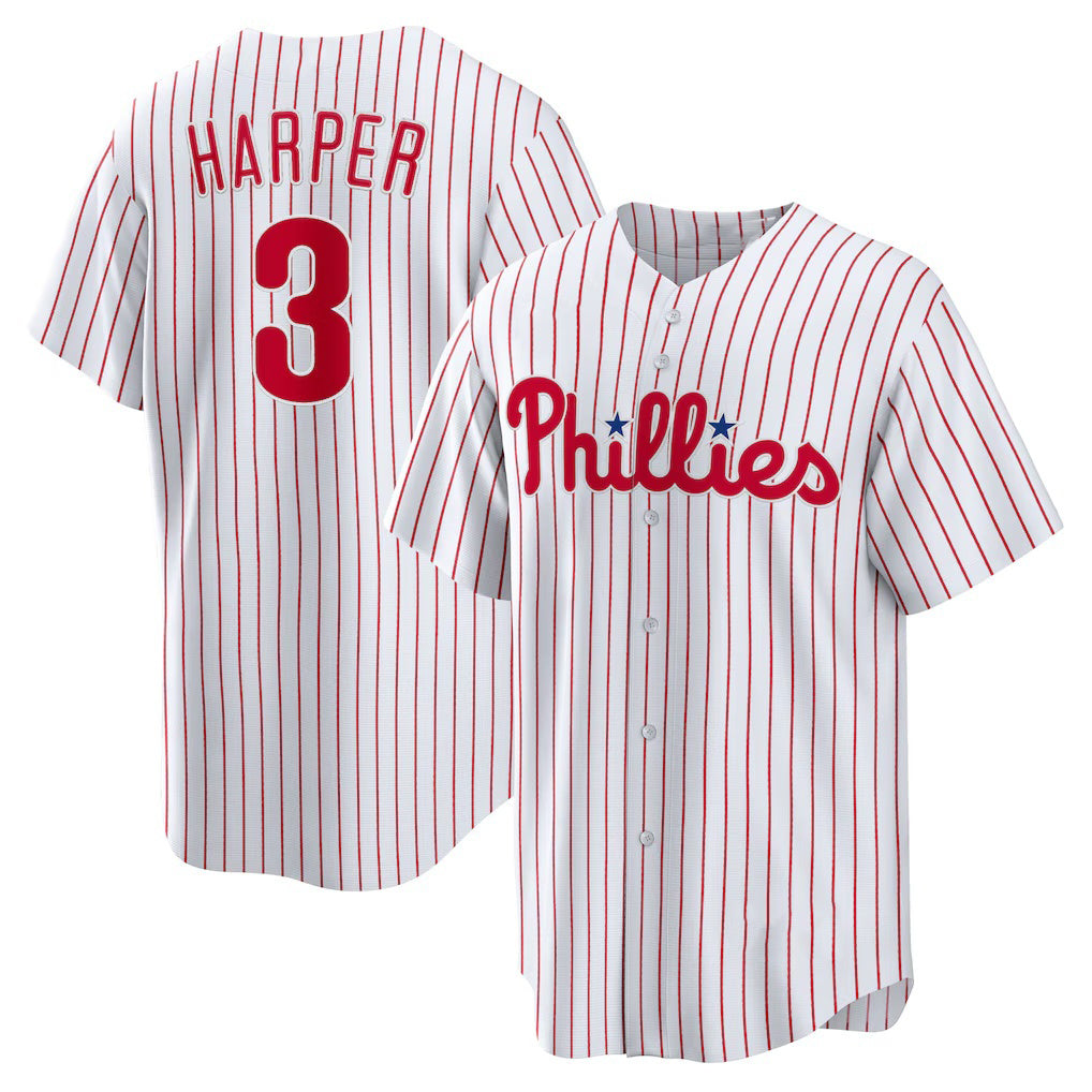 Philadelphia Phillies #3 Bryce Harper White Puhics Home Replica Player Name Jersey