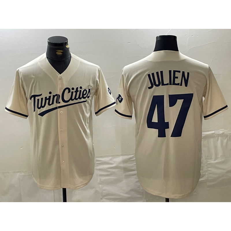 Minnesota Twins #47 Edouard Julien Cream Puhics Cool Base Stitched Jersey