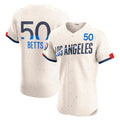 Los Angeles Dodgers #50 Mookie Betts Cream Puhics City Connect Elite Jersey
