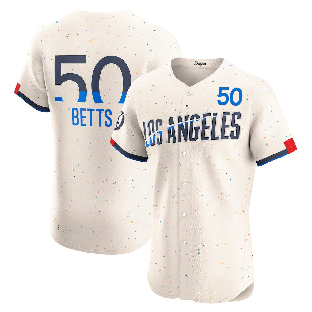 Los Angeles Dodgers #50 Mookie Betts Cream Puhics City Connect Elite Jersey